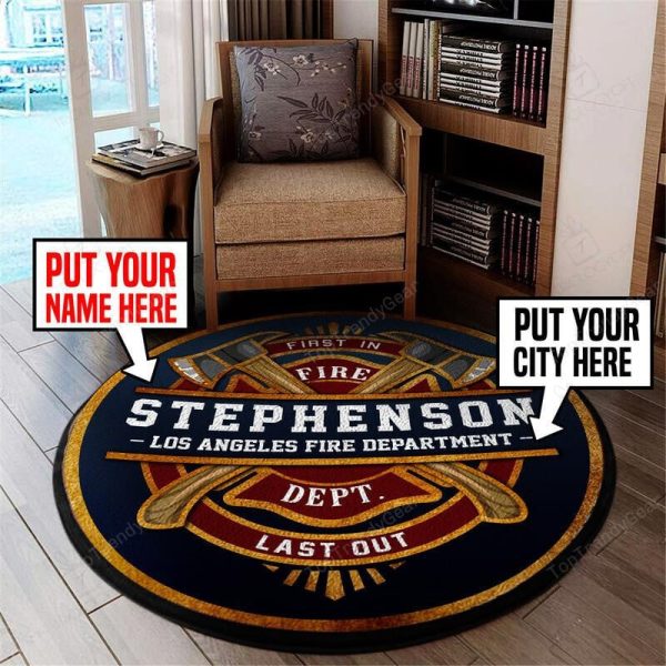 Personalized Firefighter Brotherhood Living Room Round Mat Circle Rug - Image 2