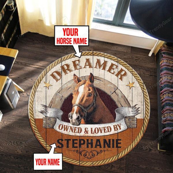 Personalized Horse Owned And Loved Round Mat Round Floor Mat Room Rugs Carpet Outdoor Rug Washable Rugs - Image 3