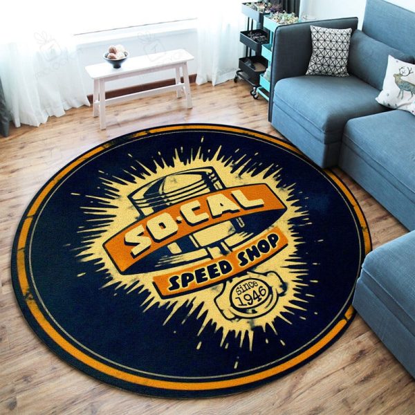 So Cal Speed Shop Hot Rod Round Mat Round Floor Mat Room Rugs Carpet Outdoor Rug Washable Rugs - Image 2