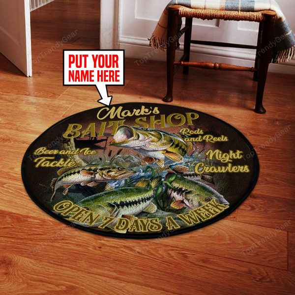 Personalized Bait Shop Round Mat Round Floor Mat Room Rugs Carpet Outdoor Rug Washable Rugs - Image 2