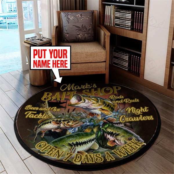 Personalized Bait Shop Round Mat Round Floor Mat Room Rugs Carpet Outdoor Rug Washable Rugs