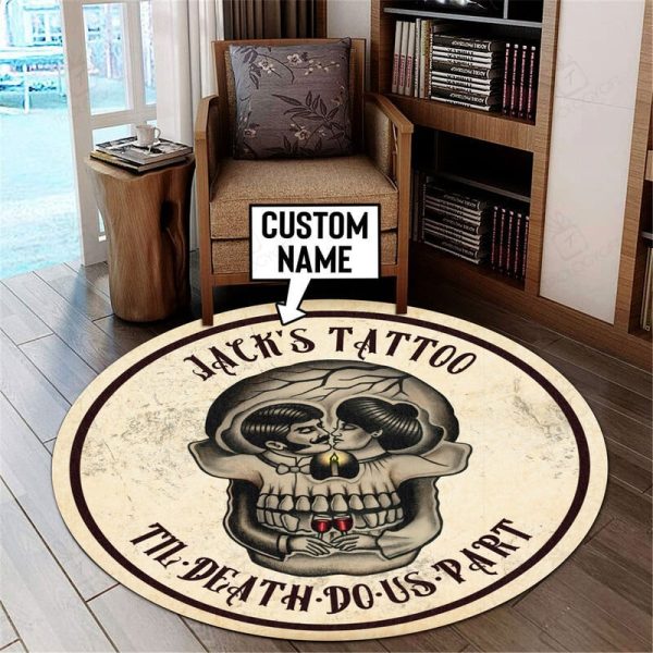 Personalized Til' Death Do Us Part Tattoo Round Mat Round Floor Mat Room Rugs Carpet Outdoor Rug Washable Rugs - Image 3