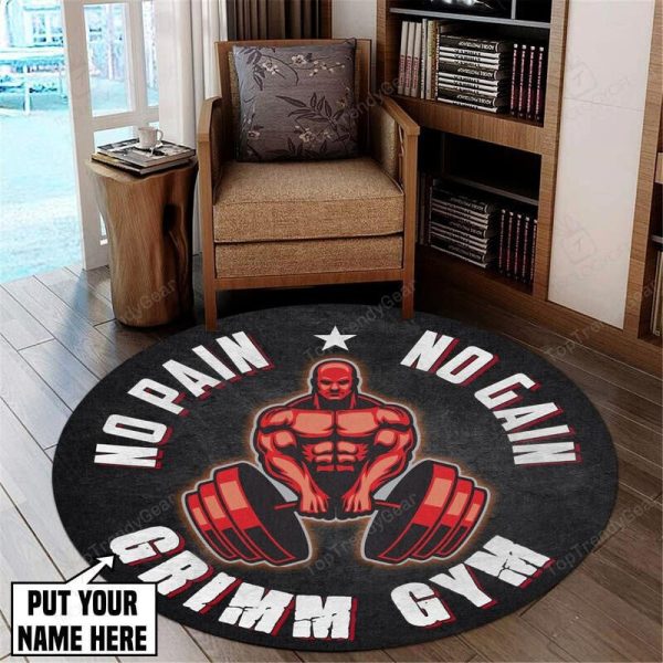 Personalized No Pain No Gain Round Mat Round Floor Mat Room Rugs Carpet Outdoor Rug Washable Rugs - Image 3