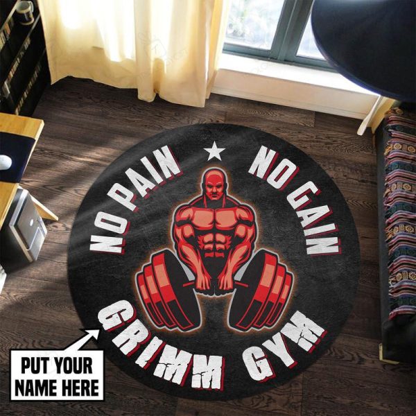 Personalized No Pain No Gain Round Mat Round Floor Mat Room Rugs Carpet Outdoor Rug Washable Rugs