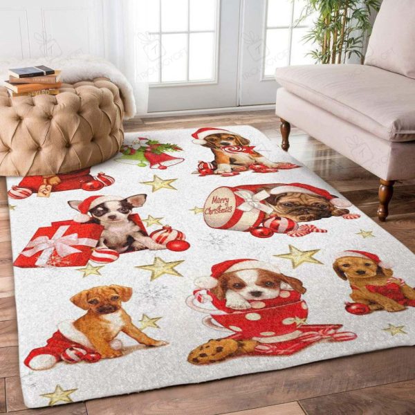 Dogs Christmas Rectangle Rug Decor Area Rugs For Living Room Bedroom Kitchen Rugs Home Carpet Flooring Rs012428 Print